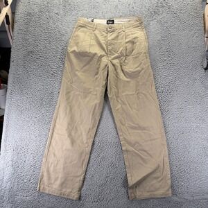 PB Basics Pant Men's 34x32 Beige Cotton Chino Straight Pleated Career Preppy